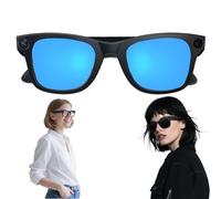 Lunettes Intelligentes HD 1080P Avec Caméra Ultra Grand Angle 8MP, Blocage De La Lumière Bleue, Commande Vocale IA, Autonomie De 8H, Wi-Fi/Bluetooth 5.3 Pour Vidéo HD Et Audio Immersif(Blue)