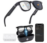 Lunettes Intelligentes Hganus 800W AI avec Caméra, Étui Batterie 3600mAh, Lunettes de Traduction Intelligentes, Lunettes de Soleil pour Enregistrement Photo et Vidéo, Application ChatGPT, Téléphone, G