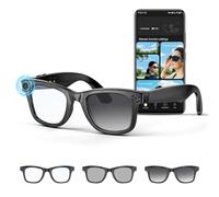 Lunettes Intelligentes IA avec Caméra 4K HD, 270mAh, Caméra Anti-Secousses 800W, Enregistrement Vidéo avec Double Micro, Interprétation Simultanée/GPT(Noir)