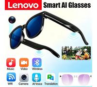 Lunettes Intelligentes IA Lenovo 4K 8MP avec Caméra de Traduction, Prise de Photos, Appel Bluetooth, Enregistrement et Musique - Nouveauté 2026 Black A