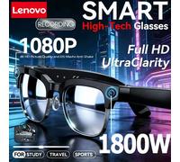 Lunettes intelligentes Lenovo 8K avec caméra d'enregistrement vidéo HD professionnelle, appel Bluetooth ChatGPT, traduction linguistique, musique, lunettes de soleil pour hommes Black-4K HD