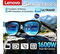 Lunettes intelligentes Lenovo AI 8K avec télécommande, appareil photo tactile, enregistrement, traducteur, assistant vocal, Bluetooth sans fil Transparent