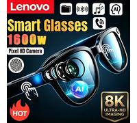 Lunettes intelligentes Lenovo AI avec caméra, enregistrement photo 8K, Bluetooth 5.4, télécommande, traducteur tactile, assistant vocal, lunettes de soleil sans fil