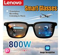 Lunettes Intelligentes Lenovo AI avec Caméra HD 8MP, Prise de Vue 4K, Traduction d'Images et de Conversations, Écoute Musicale - Nouveauté 2026 Black with 3 lenses