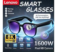 Lunettes Intelligentes Lenovo avec Télécommande IA, Caméra 8K, Enregistrement Photo, Bluetooth 5.4, Traducteur Tactile, Assistant Vocal, Lunettes de Soleil Sans Fil