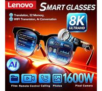 Lunettes intelligentes sans fil Lenovo AI, commande tactile, Bluetooth, télécommande, enregistrement photo et vidéo, traducteur, assistant vocal, óculos inteligente Transparent