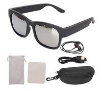 Lunettes intelligentes stéréo avec annulation du bruit, lunettes de soleil Bluetooth avec écouteurs pour cyclisme, course, conduite, pêche (gris argenté)