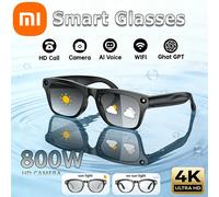 Lunettes intelligentes Xiaomi 4K AI avec caméra 800MP, multifonctionnelles, photochromiques, appels Bluetooth, photos, vidéos, musique, traduction, nouveauté Black Upgraded