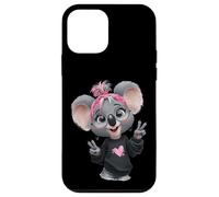 Lunettes Koala Mignon avec Signe de Paix et nœud Rose Coque pour iPhone 12 Mini