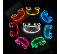 Lunettes LED, AZHU Lunettes Fluorescentes Lunettes de Fête LED Lunettes Lumineuses Lunettes Cyberpunk Shade Light Up Carnaval pour Bar Club Halloween (Blanc)
