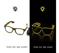 Lunettes Led Néon Scintillantes,Lunettes De Soleil Scintillantes,Fil El,Cadeau,Fournitures De Lumière Vive - Type Yellow-1 Pair #B