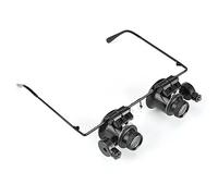 Lunettes Loupe avec 2 Lumières LED, 20X Loupe Grossissante Lunettes de bijoutier à verre loupe Réglable pour Réparation de Montres, Bijoux, Timbres, Pièces de Monnaie, évaluation