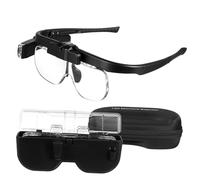 Lunettes Loupe LED USB Rechargeables 3 Pièces Noir, 1,5X 2X 2,5X | ABS Acrylique, Cadre Frontal Lumineux à Branches, Boîte de Rangement, Chiffon, Câble Usb, Manuel