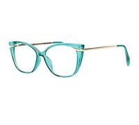 Lunettes Loupe Oeil de Chat Turquoises et Dorees Femme Fashion Sara - Taille: Dioptrie 3 - Couleur: Bleu - Femme