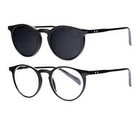 Lunettes Loupe Solaires Clip Magnetique Noires Rondes Syna - Taille: Dioptrie 1,5 - Couleur: Noir - Mixte