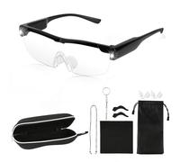 Lunettes loupes avec lumière, loupe de lecture à 300 % avec lumière pour personnes âgées, lunettes grossissantes LED multifonctionnelles, lunettes loupes pour porteurs de lunettes, lecture, bricolage