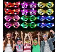 Lunettes Lumineuses de Fête, 12 Pièces Lunettes Deguisement, Lunette Lumineuse, Lunette LED, Neon Lumière Montures de Lunettes LED, pour Anniversairet, Noël, Rave, EDM, Cosplay