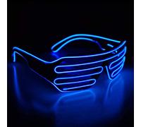 Lunettes lumineuses LED néon El Wire avec obturateur et boîtier de contrôle standard - Lunettes amusantes et incroyables pour Noël, Halloween, fête sauvage, bal de danse, fêtes folles, raves (bleu)
