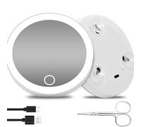 Lunettes Magnify rechargeables avec ventouse - Lunettes de maquillage portables avec lumière LED - Pour salle de bain et voyage