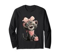 Lunettes Motif Chat Kawaii Gris léopard Rose Manche Longue