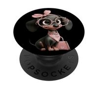 Lunettes Motif léopard Rose pour Chien Teckel PopSockets PopGrip Adhésif