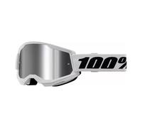 Lunettes Moto 100% MX Strata 2 Blanc Argent Miroir MTB Motocross Quad ATV