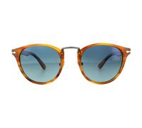 Persol Lunettes de soleil PO3108S 960/S3 Acétate tortue Pantos Verres bleus polarisés Taille 49