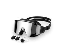 Lunettes Piscine Adulte Vision Large 180°, Anti-Buée, Protection UV, Silicone Souple Étanche, Ajustement Rapide, Lunettes Natation Homme Femme avec Bouchons d’Oreilles et Pince-Nez, Verres Gris