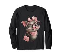 Lunettes Portrait Bébé Portrait Kawaii Cochon Clignotant Rose Léopard Manche Longue