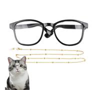Lunettes pour chiens de chat, lunettes de chat avec chaîne, lunettes pour les yeux avec chaîne de cosplay pour animaux de compagnie, jeu de rôles en plein air d'intérieur Joy Kitten Dress-Up Props