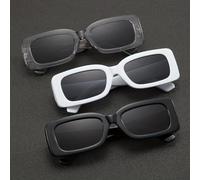 Lunettes rectangulaires tendance avec monture multi-finitions - Verres teintés solides - Branches larges et plates - Pour un usage quotidien, une fête, la plage, les vacances - Assorties (noir + gris