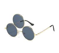 Lunettes rondes à trois montures pour adolescentes filles fête coloré style tendance mode Noël mascarade lunettes rondes cadre hommes pas recette pour femmes lunettes vintage métal, Cadre doré noir