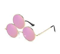 Lunettes rondes à trois montures pour adolescentes filles fête coloré style tendance mode Noël mascarade lunettes rondes cadre hommes pas recette pour femmes lunettes vintage métal, b, Taille unique