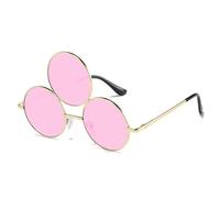 Lunettes rondes à trois montures pour adolescentes filles fête coloré style tendance mode Noël mascarade lunettes rondes cadre hommes pas recette pour femmes lunettes vintage métal, a, Taille unique