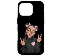 Lunettes Rondes avec Double Signe de Paix pour Fille Coque pour iPhone 16 Pro