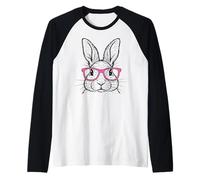 Lunettes Roses minimalistes avec imprimé Lapin Amusant pour Femme Manche Raglan