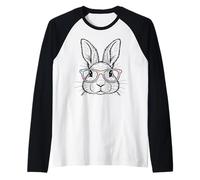 Lunettes Roses minimalistes avec imprimé Lapin Amusant pour Femme Manche Raglan
