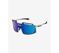 Lunettes Scicon Aerowatt Foza Crystal blanc avec verres multireflets bleus.