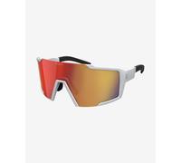 Lunettes Scott Shield blanches avec verres à effet miroir Red Chrome