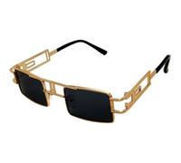 Lunettes Soleil Homme Rectangle Pilote Luxury Steampunk Doré Or Gold Métal