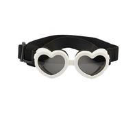Lunettes Soleil pour Chien Coupe-Vent, Blanc, Blanc | Verres Teintés Sombres, Lunettes En Forme Cœur avec Sangle, Léger, pour Séances Photo, Chats