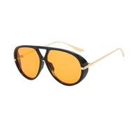 Lunettes surdimensionnées unisexes à large monture tendance vintage verres polarisés protecteurs des yeux, A, Bright black