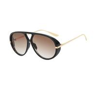 Lunettes surdimensionnées unisexes à large monture tendance vintage verres polarisés protecteurs des yeux, Double thé, Bright black