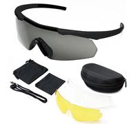 Lunettes tactiques d'extérieur avec 3 verres interchangeables, lunettes de tir haute résistance aux chocs, lunettes de sécurité unisexes - Lunettes de soleil anti-buée UV400 pour la chasse, le