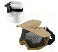 Lunettes Tactiques en Maille d'acier for Sports De Plein Air Et Cosplay, avec Verres en Filet Métallique, Bandeau Élastique Et Rembourrage en Mousse.(Brown)