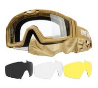Lunettes tactiques OneTigris pour airsoft avec 3 lentilles interchangeables Lunettes de chasse avec CE EN166 et ANSI Z87.1, Lentilles airsoft pour paintball, chasse, CS, cyclisme, plein air, Brun