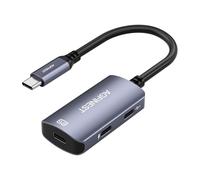 Lunettes USB C vers AR avec adaptateur de charge permettant des fonctionnalités vidéo 3D VR améliorées multi-écrans compatibles avec iPhone 15/16 Viture/Rokid/Xreal AR lunettes (double USB C)