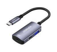 Lunettes USB C vers AR avec adaptateur de charge, type C vers moniteur et convertisseur de charge 100 W PD, 4K @ 60 Hz, compatible avec iPhone 15/16 Viture/Rokid/Xreal AR (USB 2.0 + USB C)