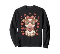 Lunettes Vache Mignonne avec Coeur Amour Saint-Valentin Sweatshirt