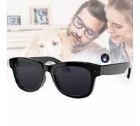 Lunettes Vidéo Intelligentes, avec Caméra Ultra Grand Angle 5MP, Commande Vocale IA, Lunettes Caméra, avec Mémoire 32Go Et Wi-FI/Bluetooth 5.3, Enregistrement en Extérieur, Moto(Noir)